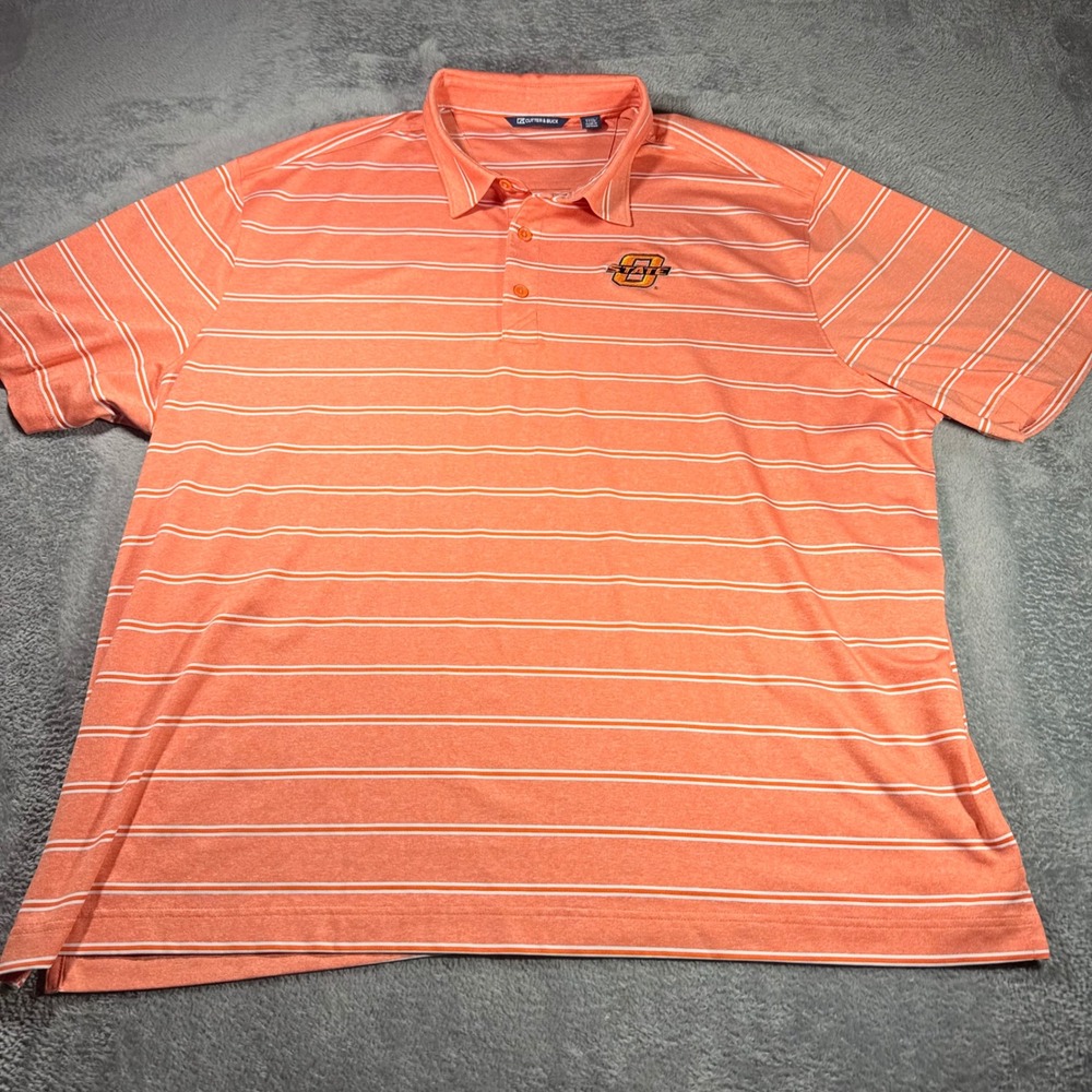 Cutter &‎ Buck Oklahoma State Cowboys Mens XXXL Orange Striped Polo Shirt OSU